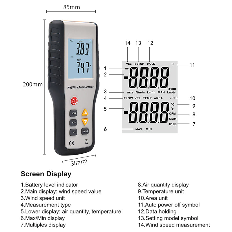 HT-9829 Thermosensitive Anemometer
