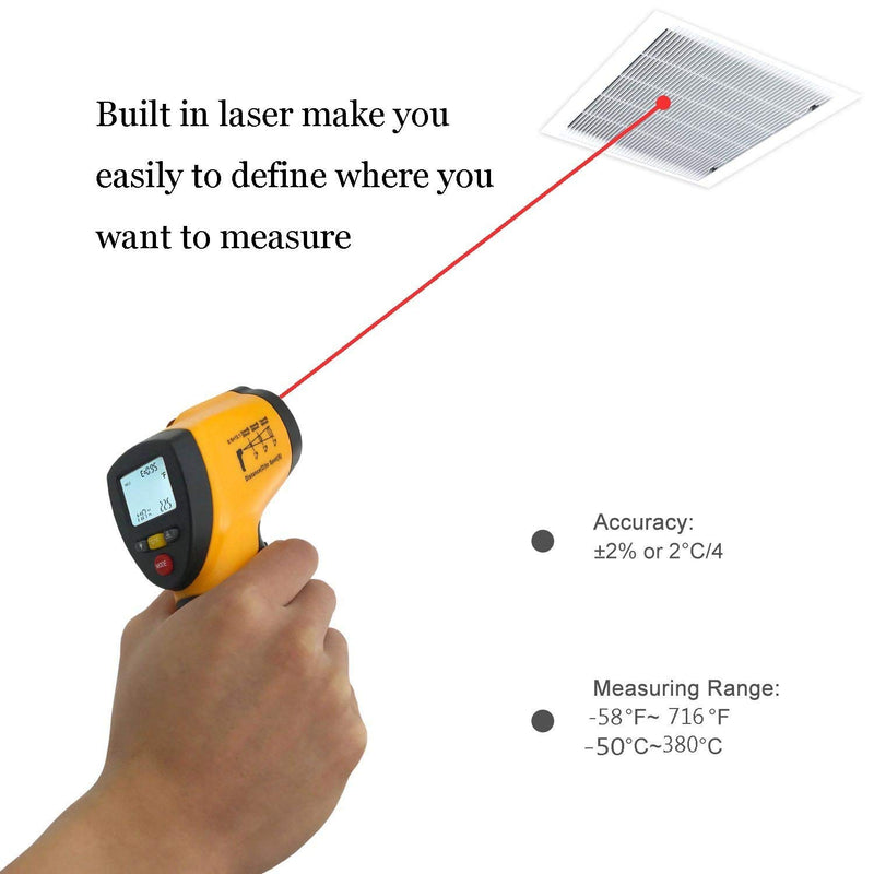 Digital Infrared Thermometer 380, No Touch Digital Laser