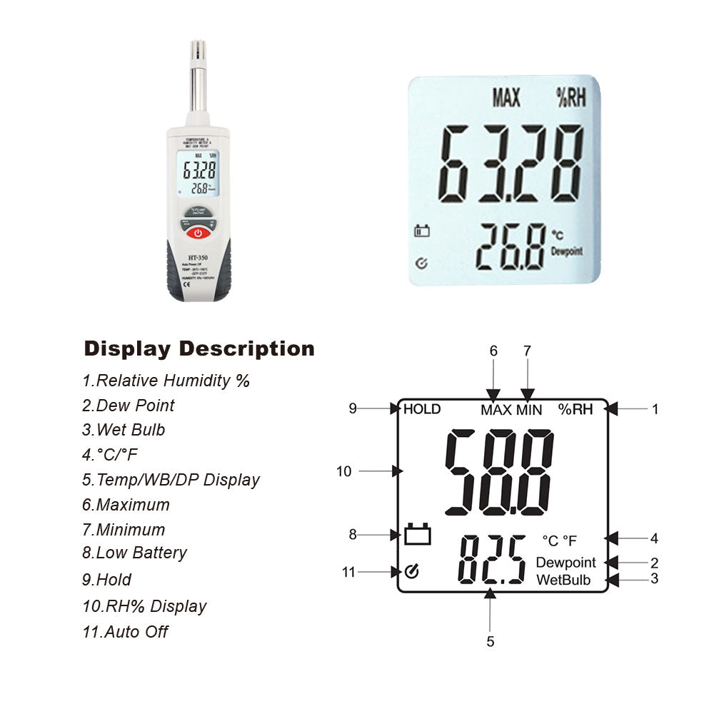 HT 350 Temperature And Humidity Meter